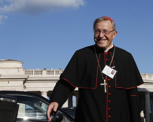 German Cardinal Walter Kasper, retired president of the Pontifical Council for Promoting Christian Unity, arrives for the concluding session of the extraordinary Synod of Bishops on the family at the Vatican in October 2014. (CNS photo/Paul Haring) 