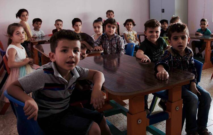 Students attend a new kindergarten in Qaraqosh, Iraq. (Kevin Clarke)