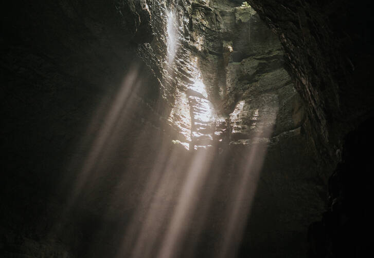 Light shining in a cave