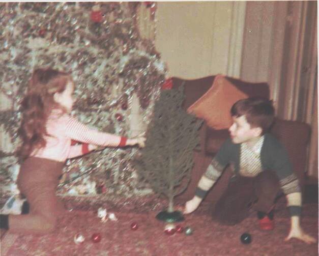  Once Upon a Christmas Time: The author and his adorable sister, under the Christmas Tree