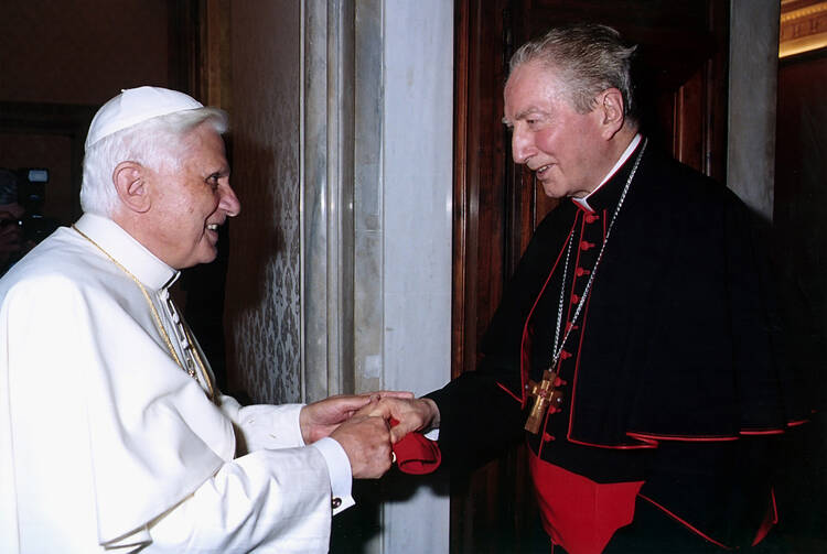 Pope Benedict XVI and Cardinal Carlo Maria Martini, May 2005 (CNS photo/L'Osservatore Romano) 