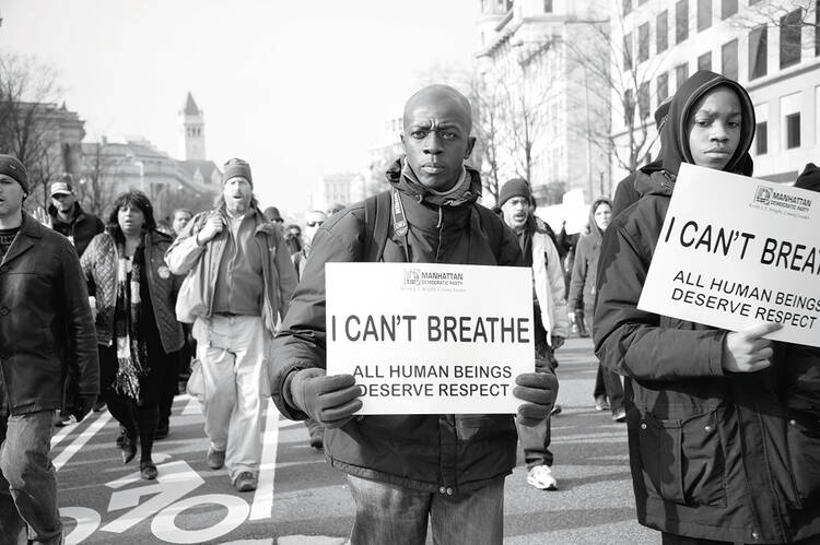 Protesting police shootings and racism during a rally in Washington, D.C., in December 2014.
