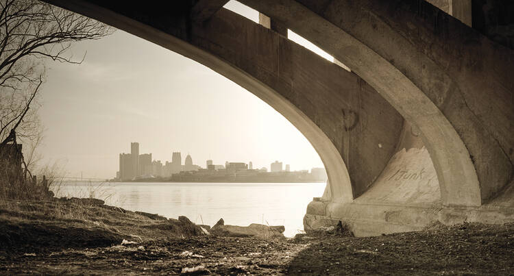 BEAUTY IN DESOLATION. Detroit skyline from the Ambassador Bridge.