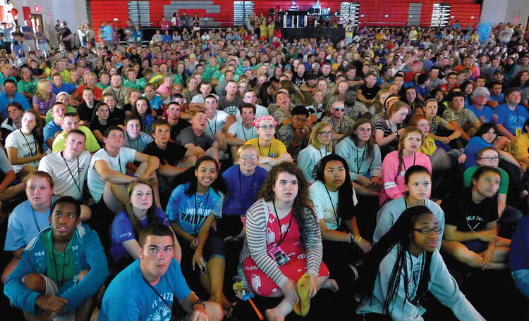 THE CREW. WorkCampers at morning Mass.