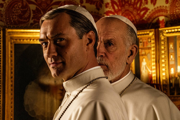 Jude Law and John Malkovich in “The New Pope” (photo: HBO)