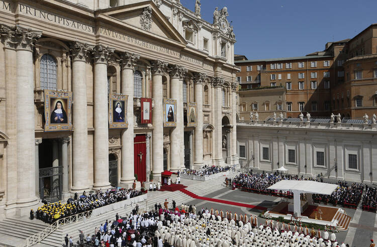 Pope Francis celebrates canonization Mass for four new saints in St. Peter's Square at Vatican, May 17.