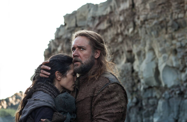 SOMETHING'S COMING. Jennifer Connelly and Russell Crowe in 'Noah'