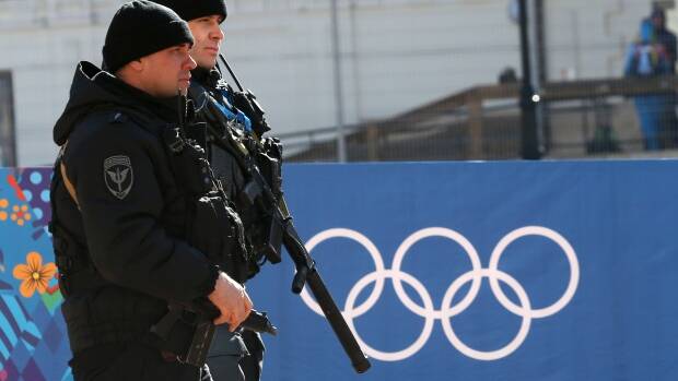 Russian security forces patrol the streets as preparations continue for the 2014 Sochi Winter Olympics. (Sergei Karpukhin/Reuters)