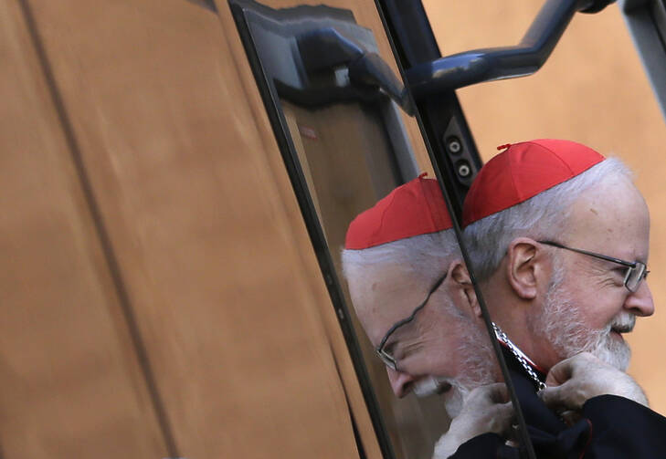 U.S. Cardinal O'Malley arrives for meeting at synod hall in Vatican (CNS photo/Max Rossi, Reuters).