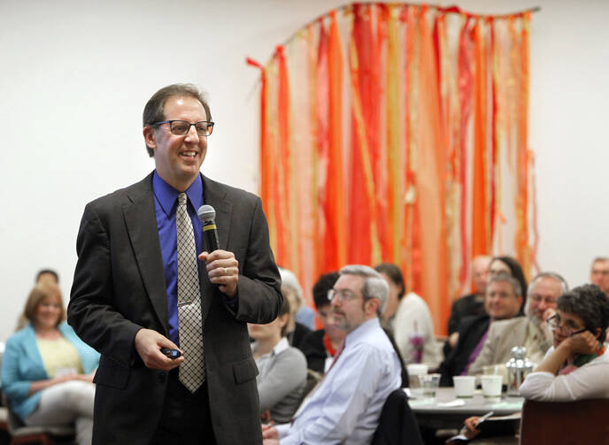 Joe Paprocki leads a session at the 38th annual National Association of Lay Ministry conference held at Catholic Theological Union in Chicago, June 3. 