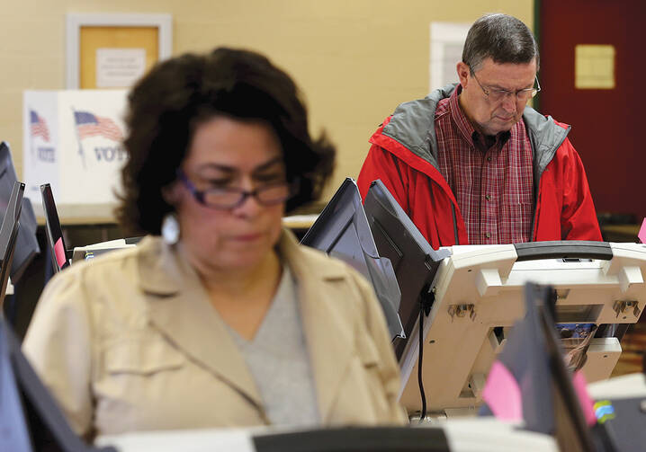 Political choices. Residents of Valley City, Ohio, vote in their primary election on March 15.