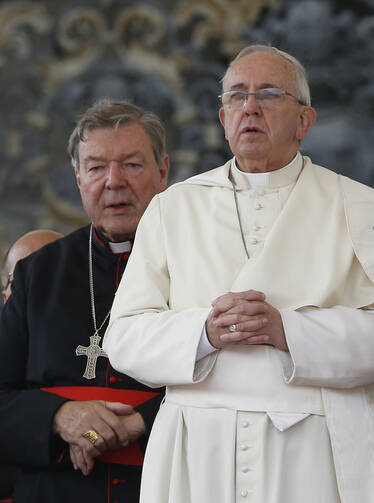 Australian Cardinal George Pell, prefect of the Vatican Secretariat for the Economy, attends Pope Francis' general audience in St. Peter's Square at the Vatican last November.