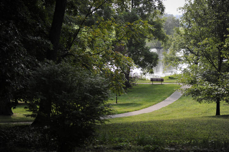 Mary's Lake is seen through trees on Sisters of Loretto property near proposed natural gas liquid pipeline in Kentucky
