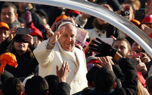 Pope Francis at a General Audience on Dec. 11th, 2013. Photo Courtesy of Catholic News Service/Paul Haring.