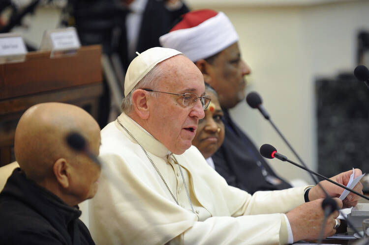 Pope Francis speaks at ceremony in observance of U.N. Day for the Abolition of Slavery, Dec. 2.