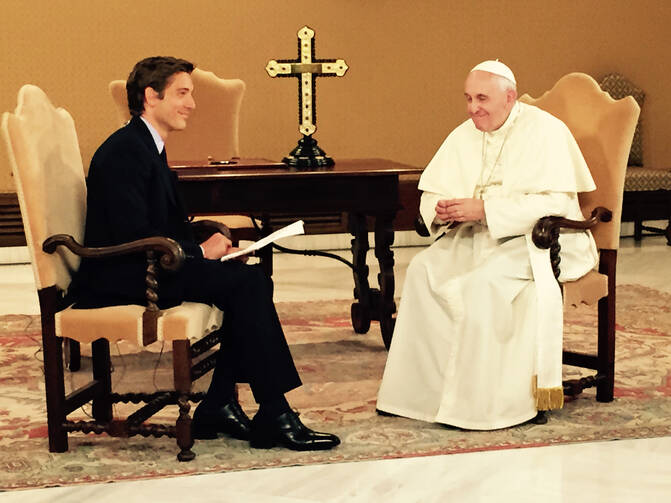 David Muir of ABC's 'World News Tonight' with Pope Francis in Rome