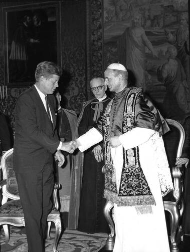 President John F. Kennedy with Pope Paul VI at the Vatican on July 2, 1963. 
