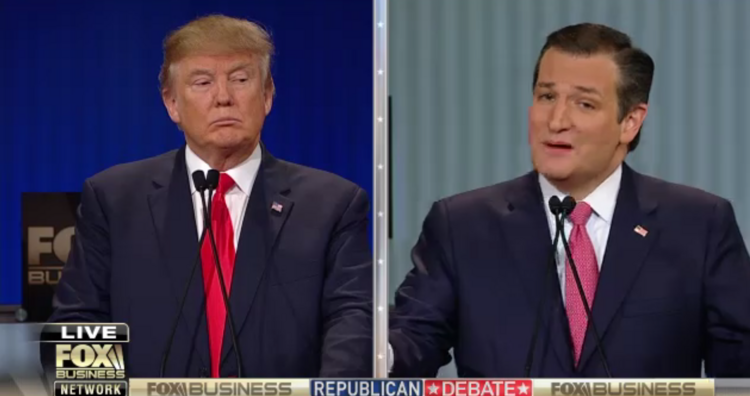 Donald Trump (left) met his most irritating opponent in Ted Cruz.
