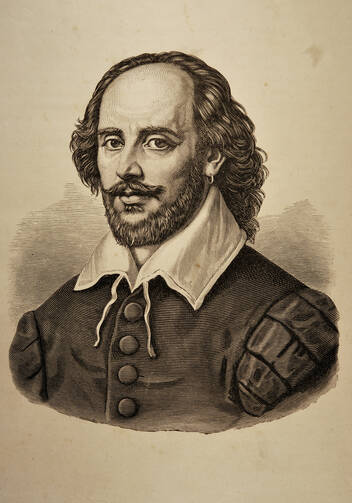 Illustration of William Shakespeare taken from the "Dramatic Works by William Shakespeare" (Russian Translation) issued in Moscow, Russia in 1880.