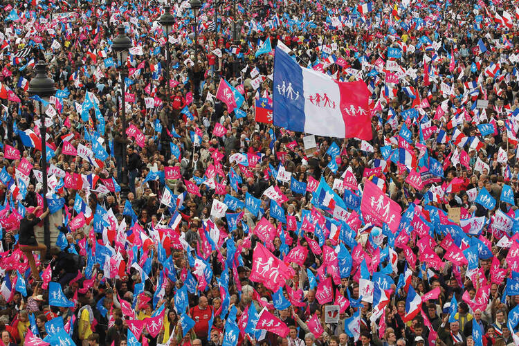 A 'manifestation' against the legalization of same-sex marriage in France in May 2013