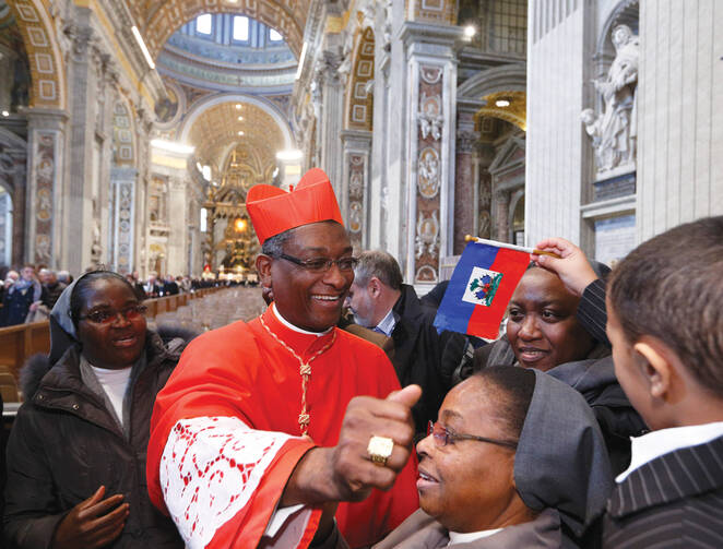 ELEVATION. Cardinal Chibly Langlois of Les Cayes, Haiti, greets guests after he was made a cardinal by Pope Francis at St. Peter’s Basilica on Feb. 22.