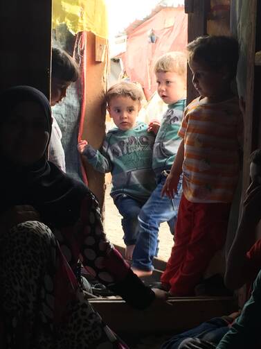 Finding refuge. Syrian children at a camp just a few miles from the Lebanon-Syria border.