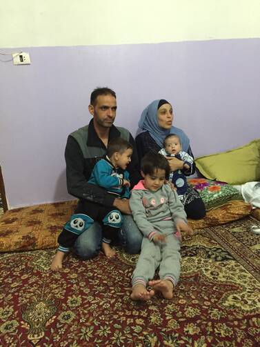 Mouhammad Amin El Oujali, his wife Zarifa El Aquad and their three children: May, 5; Fayasal, 2; Layah, 2-months. They will leave for Italy on May 3 with Humanitarian Corridors, a new ecumenical relief effort.