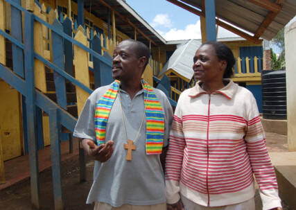 Rev. John Makokha, the founder and Senior Pastor at the Riruta Hope Community Church, and his wife Anne Baraza (Religion News Service photo by Fredrick Nzwili)