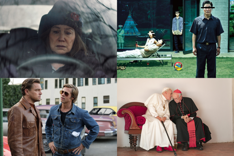 Clockwise from top left: ‘Diane, ‘Parasite,’ ‘The Two Popes’ and ‘Once Upon a Time...in Hollywood’ (IMDB, Netflix). 
