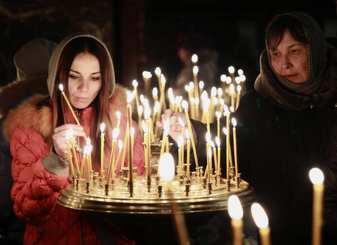 A prayer service in Kiev on Feb. 23.