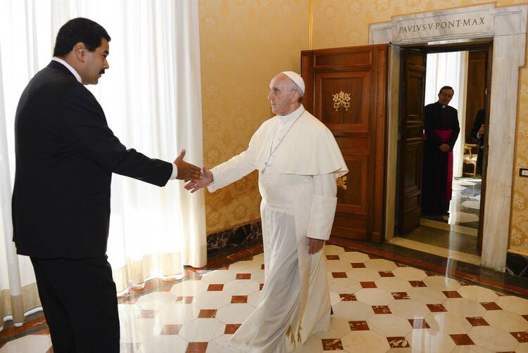PEACEMAKER? Pope Francis meets with Venezuela's President Nicolas Maduro at the Vatican, June 13, 2013.