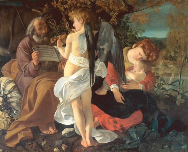 “Rest on the Flight into Egypt” (Il Riposo durante la Fuga in Egitto), by Caravaggio, 1594–96.