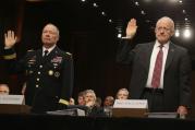 National Security Agency director General Keith Alexander and director of national intelligence James Clapper at a Senate hearing in September (Photograph: Alex Wong/Getty Images)
