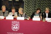  Sister Jean Wincek (second from left), Sister Mary Ann Zollmann (center) and Dr. Margaret Cain McCarthy (second from right)