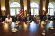 U.S. President Barack Obama meets with congressional leaders. (CNS photo/Jason Reed, Reuters) 