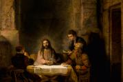 Rembrandt's "Supper at Emmaus" (CNS photo/courtesy of the Philadelphia Museum of Art)