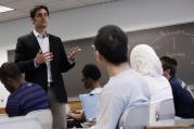 Professor talks to students at Marquette University in Milwaukee (CNS photo/courtesy Marquette University) (Sept. 6, 2013)
