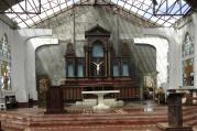 Standing water is seen in the altar area Nov. 20 of the roofless St. Lawrence the Martyr Church in the coastal Philippine town of Balangig,a devastated by super typhoon Haiyan (CNS photo/Nathan Layne, Reuters)