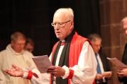 Lord Carey of Clifton, England, preaches during a service of Christian unity in the Anglican cathedral in Chester. (CNS photo/Simon Caldwell)