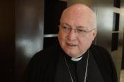Bishop Rogelio Livieres Plano of the Diocese of Ciudad del Este, Paraguay, who was dismissed from post, pictured after interview in Rome. (CNS photo/Paul Haring)
