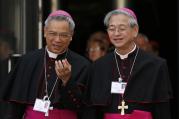 Archbishops John Hung Shan-Chuan of Taipei, Taiwan, and John Ha Tiong Hock of Kuching, Malaysia. (CNS photo/Paul Haring)