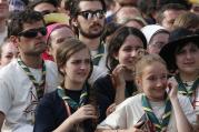 Young people attend a gathering with Pope Francis in Piazza Vittorio in Turin, Italy, June 21. (CNS photo/Paul Haring) 