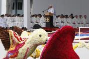 Pope Francis gives the homily as he celebrates Mass in Bicentennial Park in Quito, Ecuador, July 7. (CNS photo/Paul Haring) 