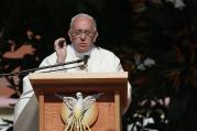 Pope Francis gives the homily as he celebrates Mass in Bicentennial Park in Quito, Ecuador, July 7. (CNS photo/Paul Haring) 