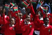 Students cheer as they wait for Pope Francis' arrival to meet with youths at Kasarani Stadium in Nairobi, Kenya, Nov. 27. (CNS photo/Paul Haring) 