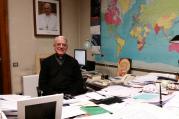 Father Federico Lombardi at his desk at the Holy See Press Office (photo by James Martin, S.J.)