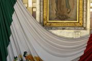 The original image of Our Lady of Guadalupe is seen as Pope Francis celebrates Mass in the Basilica of Our Lady of Guadalupe in Mexico City Feb. 13. (CNS photo/Paul Haring)