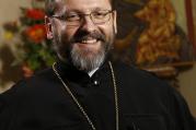 Archbishop Sviatoslav Shevchuk of Kiev-Halych, major archbishop of the Ukrainian Catholic Church, is pictured during an interview in Rome Feb. 23. (CNS photo/Paul Haring)