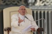 Pope Francis speaks during his general audience in St. Peter's Square at the Vatican March 2. (CNS photo/Paul Haring)