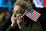 An election night rally in New York City Nov. 8. (CNS photo/Carlos Barria, Reuters)